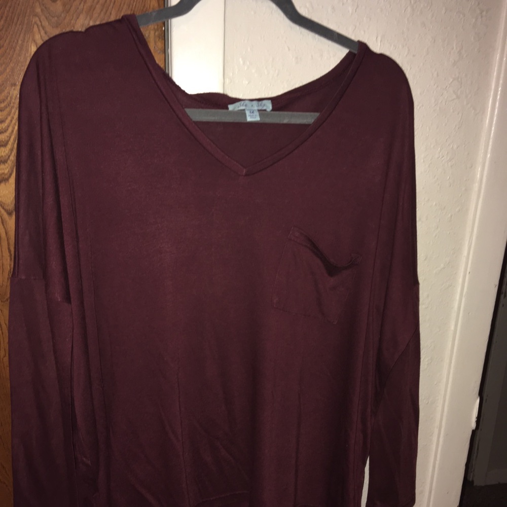 Burgundy oversized medium She+Sky blouse